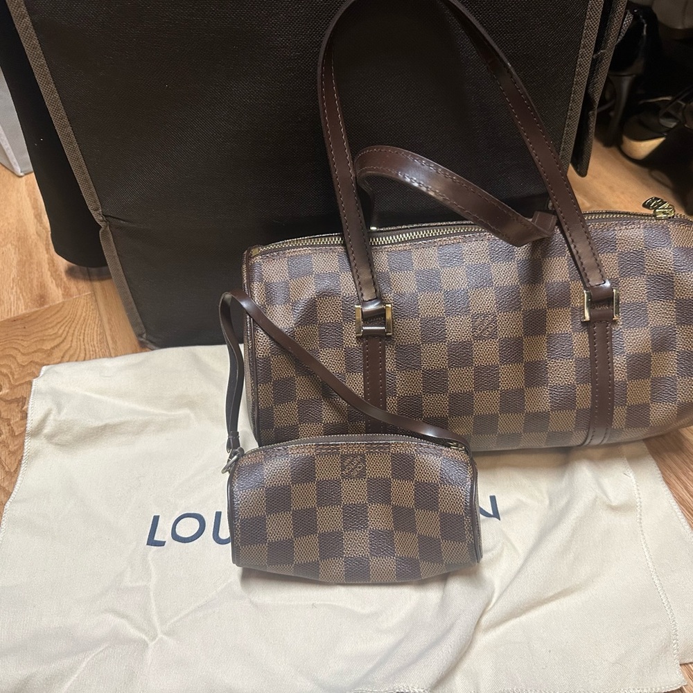 Louis Vuitton Papillon Damier 30 Brown Satchel with pouch